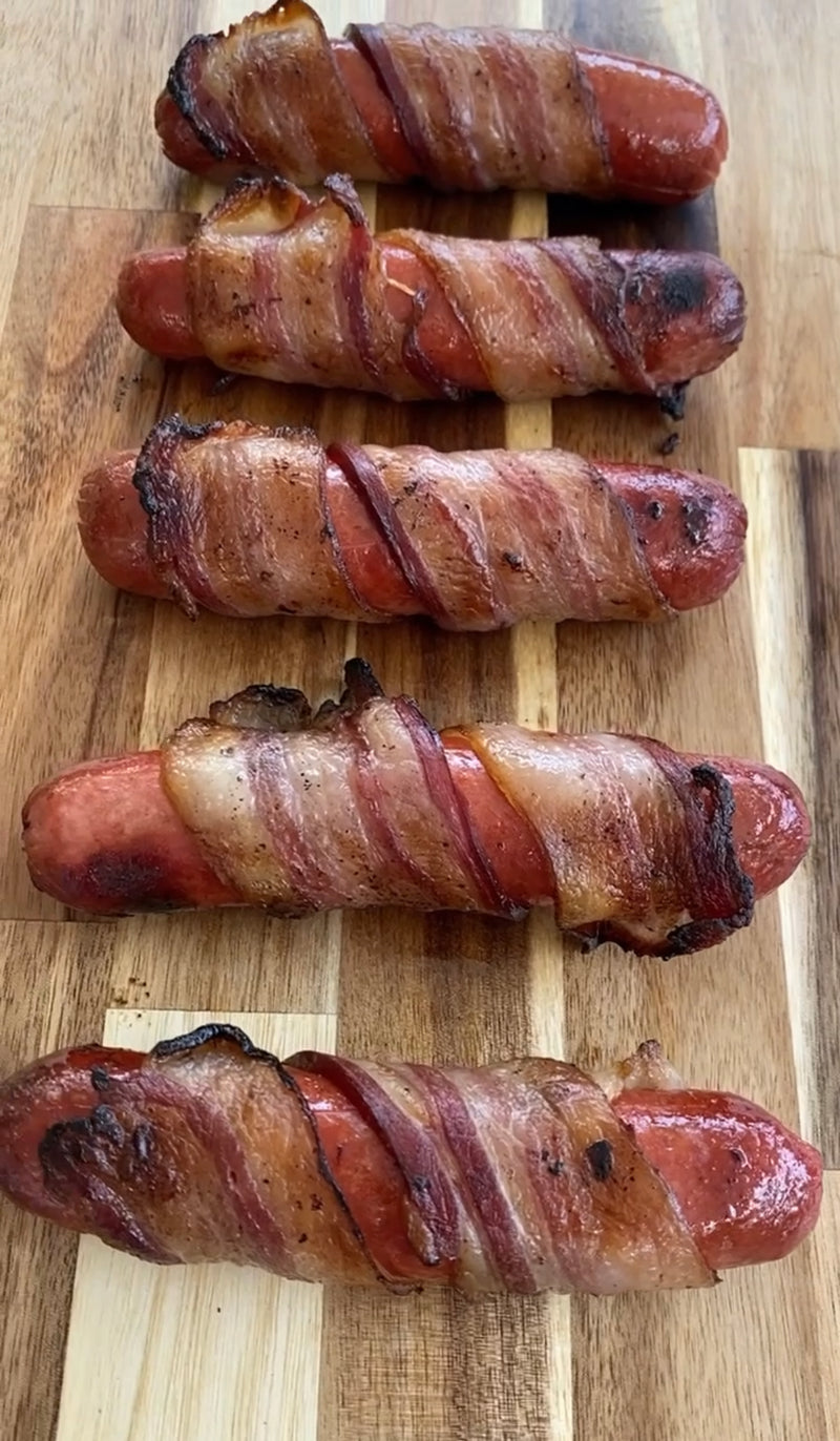Wagyu Hotdogs Wrapped In Iberico Bacon